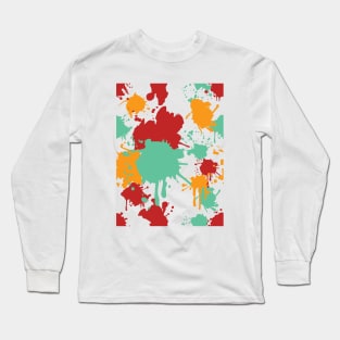 Splatter Paint Retro Colors Pattern: Red, Blue, and Yellow Long Sleeve T-Shirt